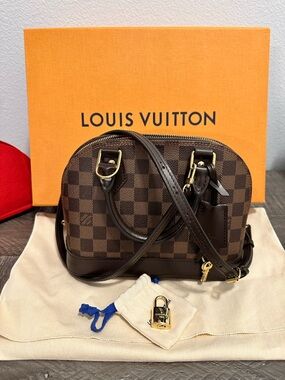 Louis Vuitton Damier Ebene Alma BB Handbag with Adjustable Strap